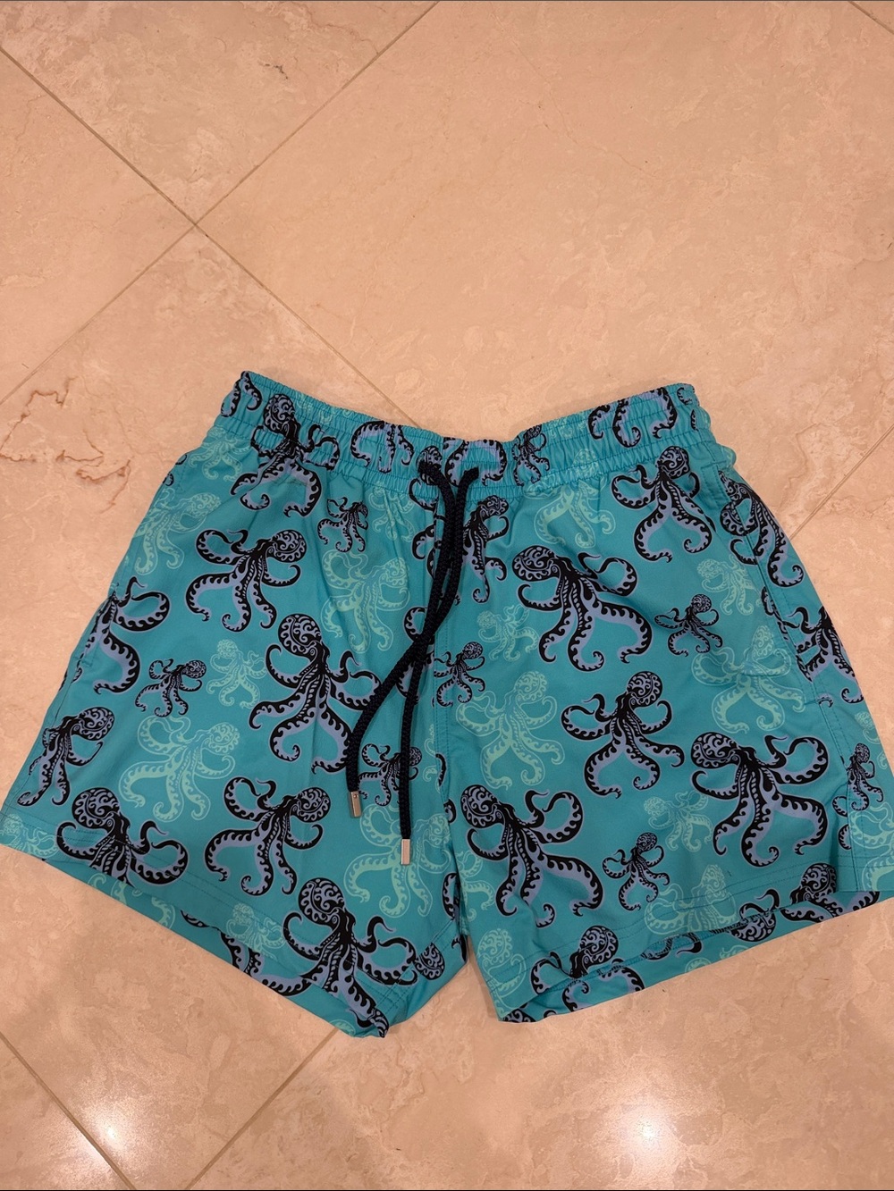 Young Men Vilebrequin Turquoise Octopus-Print Swim Shorts